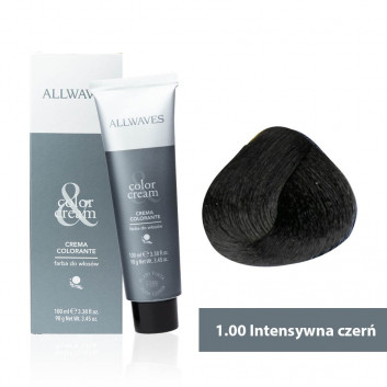 Farba do włosów Allwaves cream color intensywna czerń 1.00 100 ml