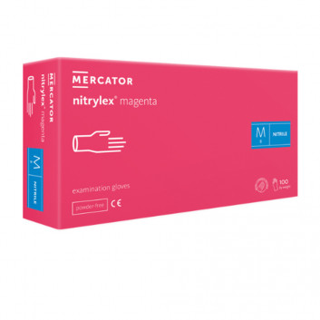Rękawiczki jednorazowe nitrylowe diagnostyczne i ochronne Mercator Medical Nitrylex Magenta rozmiar M różowe 100 szt