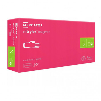 Rękawiczki jednorazowe nitrylowe diagnostyczne i ochronne Mercator Medical Nitrylex Magenta rozmiar S różowe 100 szt