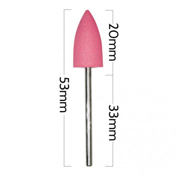 Frez gumowy różowy płomieniowy srebrny trzpień G1020K