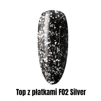 Top LED/UV no wipe z płatkami Drop Flakes Silver 1kg