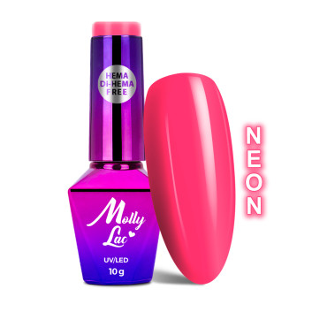 Lakier hybrydowy MollyLac Power Flower Pink gerbera Hema/di-Hema free Neon 10g Nr 722