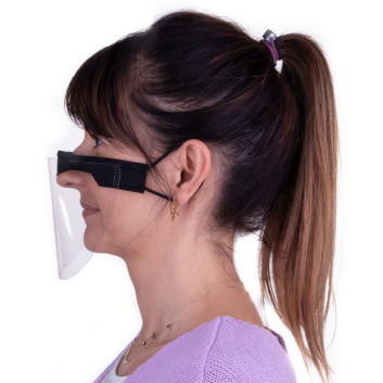 Przyłbica mini maska ochronna na usta i nos wielokrotnego użytku uniwersalna czarna szyta