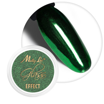 Pyłek lustrzany efekt do zdobień paznokci MollyLac Glass Effect Green Nr 9