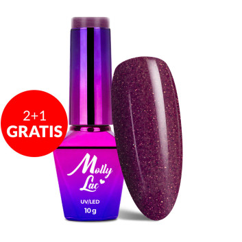 2+1gratis Lakier hybrydowy MollyLac Glowing Time Complicated 10g Nr 236