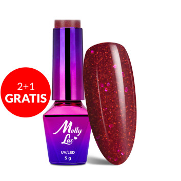 2+1gratis Lakier hybrydowy MollyLac Bling it on! Red Me Now 5g Nr 506