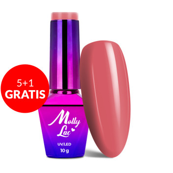 5+1gratis Lakier hybrydowy MollyLac Miss Iconic Coral Gloss 10g Nr 513