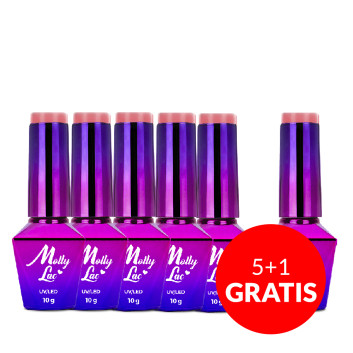 5+1gratis Lakier hybrydowy MollyLac Miss Iconic Coral Gloss 10g Nr 513