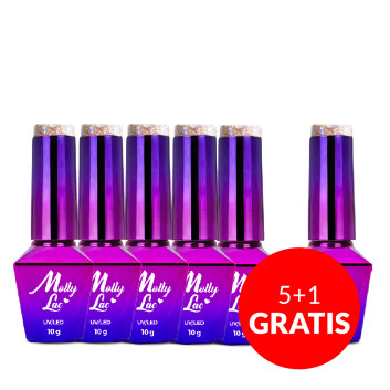 5+1gratis Lakier hybrydowy MollyLac Queens of life Rose Gold 10g Nr 33