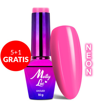 5+1gratis Lakier hybrydowy MollyLac Fancy Fashion Splash Of Pink Neon 10g Nr 332