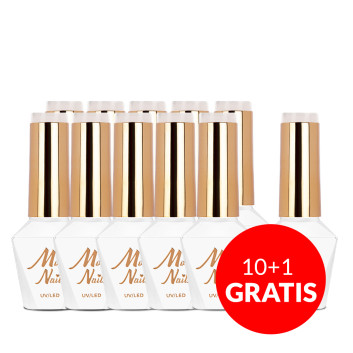 10+1gratis Lakier hybrydowy Molly Nails French Manicure Delicate Brown Hema/di-Hema free 8g Nr 132