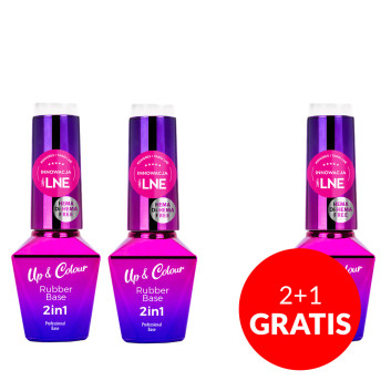 2+1gratis Baza kauczukowa Rubber Base 2w1 Up&Colour MollyLac Alabaster HEMA/Di-HEMA Free 10g nr 1