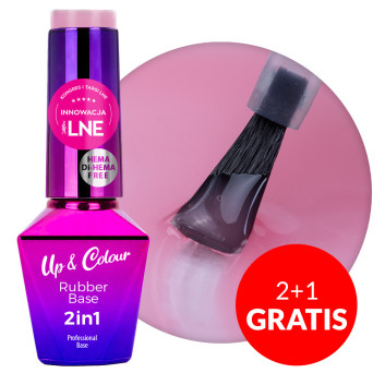 2+1gratis Baza kauczukowa Rubber Base 2w1 Up&Colour MollyLac Candy Blush HEMA/Di-HEMA Free 10g nr 3