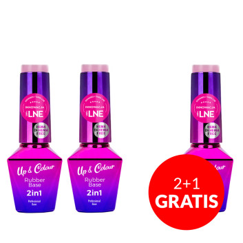 2+1gratis Baza kauczukowa Rubber Base 2w1 Up&Colour MollyLac Candy Blush HEMA/Di-HEMA Free 10g nr 3