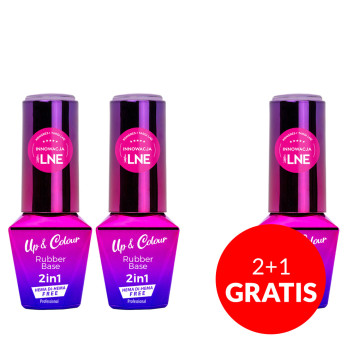 2+1gratis Baza kauczukowa Rubber Base 2w1 Up&Colour MollyLac Violet Touch HEMA/Di-HEMA Free 10g nr 5