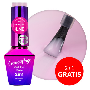 2+1gratis Baza kauczukowa Rubber Base 2w1 Camouflage MollyLac Baby girl HEMA/Di-HEMA Free 10g Nr 10