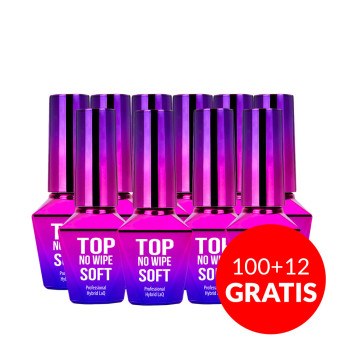 100+12gratis Top Soft no wipe bez przemywania MollyLac clear 10g