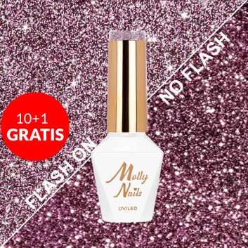 10+1gratis Lakier hybrydowy Molly Nails Flashing Lights Prestige HEMA/Di-HEMA Free 8g Nr 561