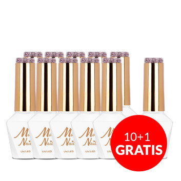 10+1gratis Lakier hybrydowy Molly Nails Flashing Lights Prestige HEMA/Di-HEMA Free 8g Nr 561