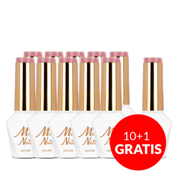 10+1gratis Lakier hybrydowy Molly Nails Duo Flashing Lights Everlasting HEMA/Di-HEMA Free 8g Nr 608