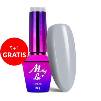 5+1gratis Lakier hybrydowy MollyLac Glamour Women Luxury Grey 10g Nr 6