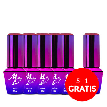 5+1gratis Lakier hybrydowy MollyLac Glamour Women Red Carpet 10g Nr 8