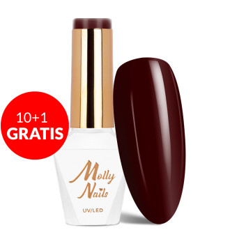 10+1gratis Lakier hybrydowy Molly Nails Elite Women Burgundy HEMA/Di-HEMA Free 8g Nr 41