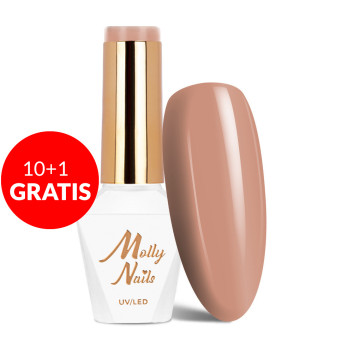 10+1gratis Lakier hybrydowy Molly Nails Choco Dreams Salted Caramel HEMA/Di-HEMA Free 8g Nr 350