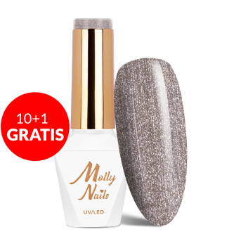 10+1gratis Lakier hybrydowy Molly Nails Story Time Let it Snow HEMA/Di-HEMA Free 8g Nr 627