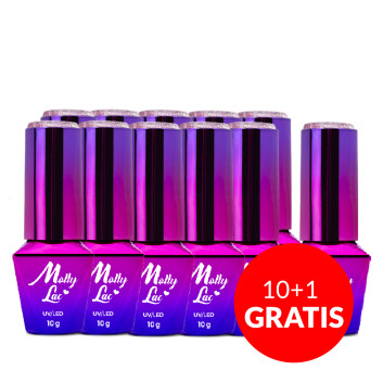 10+1gratis Lakier hybrydowy Molly Nails Cat Eye Womanity Amethyst 8g Nr 443