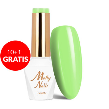 10+1gratis Lakier hybrydowy Molly Nails Green Party Green Energy HEMA/Di-HEMA Free 8g Nr 80