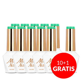 10+1gratis Lakier hybrydowy Molly Nails Green Party Crystal Grass Hema/di-Hema free 8g Nr 84