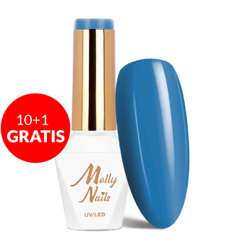 10+1gratis Lakier hybrydowy Molly Nails Blue Sky Sky Blue HEMA/Di-HEMA Free 8g Nr 114