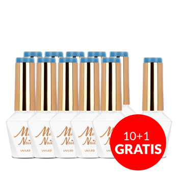 10+1gratis Lakier hybrydowy Molly Nails Blue Sky Sky Blue HEMA/Di-HEMA Free 8g Nr 114