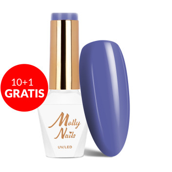 10+1gratis Lakier hybrydowy Molly Nails Blue Sky Purple Blue HEMA/Di-HEMA Free 8g Nr 115