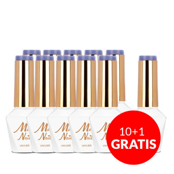 10+1gratis Lakier hybrydowy Molly Nails Blue Sky Purple Blue HEMA/Di-HEMA Free 8g Nr 115