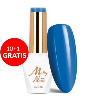 10+1gratis Lakier hybrydowy Molly Nails Blue Sky Dark Blue HEMA/Di-HEMA Free 8g Nr 116