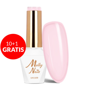 10+1gratis Lakier hybrydowy Molly Nails French Manicure Candy Pink HEMA/Di-HEMA Free 8g Nr 136