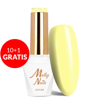 10+1gratis Lakier hybrydowy Molly Nails Yoghurt Citrine Cake HEMA/Di-HEMA Free 8g Nr 125