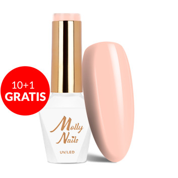 10+1gratis Lakier hybrydowy Molly Nails Yoghurt Milky Muffin HEMA/Di-HEMA Free 8g Nr 126