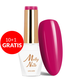 10+1gratis Lakier hybrydowy Molly Nails Flamingo Aruba HEMA/Di-HEMA Free 8g Nr 145