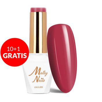 10+1gratis Lakier hybrydowy Molly Nails Flamingo Rogue HEMA/Di-HEMA Free 8g Nr 148