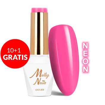 10+1gratis Lakier hybrydowy Molly Nails Fancy Fashion Splash Of Pink Neon HEMA/Di-HEMA Free 8g Nr 332