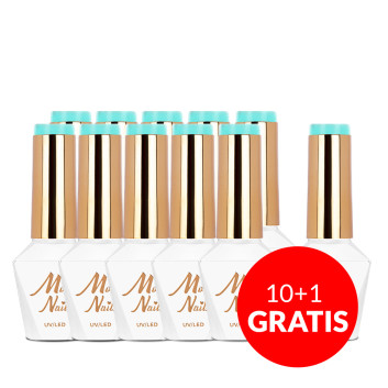 10+1gratis Lakier hybrydowy Molly Nails Fancy Fashion Blue Pounch HEMA/Di-HEMA Free 8g Nr 338