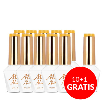 10+1gratis Lakier hybrydowy Molly Nails Fancy Fashion Sunrush HEMA/Di-HEMA Free 8g Nr 336