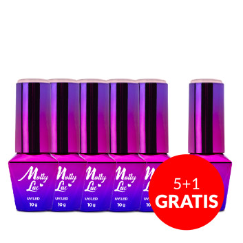 5+1gratis Lakier hybrydowy MollyLac sensual Bella 10g NR 201