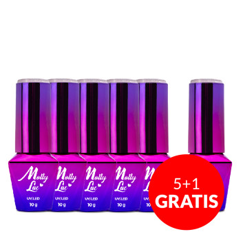 5+1gratis Lakier hybrydowy MollyLac Winter Crystalize Sugar Blush 10g Nr 223