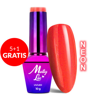 5+1gratis Lakier hybrydowy MollyLac Glowing Time Neon 10g Nr 230