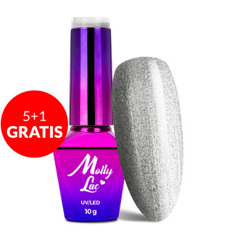 5+1gratis Lakier hybrydowy MollyLac Fantasyland Glitter My Favourite Silver 10g Nr 315