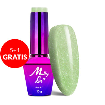 5+1gratis Lakier hybrydowy MollyLac Fantasyland Glitter Contrast 10g Nr 318